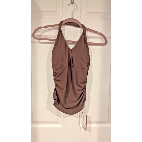 OGL Tops - OGL Move built in bra brown halter top Sz XS Stretchy Sustainable Vacation Boho